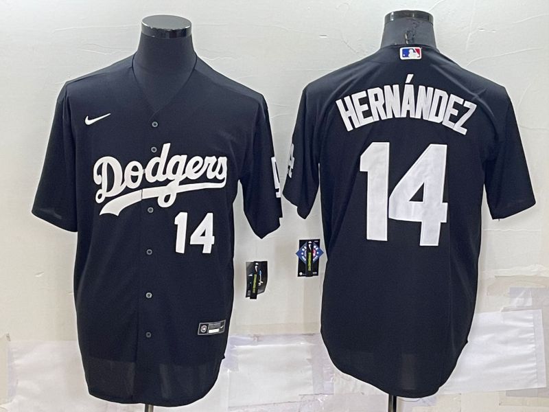 Men Los Angeles Dodgers #14 Hernandez Black Inversion Nike 2022 MLB Jersey